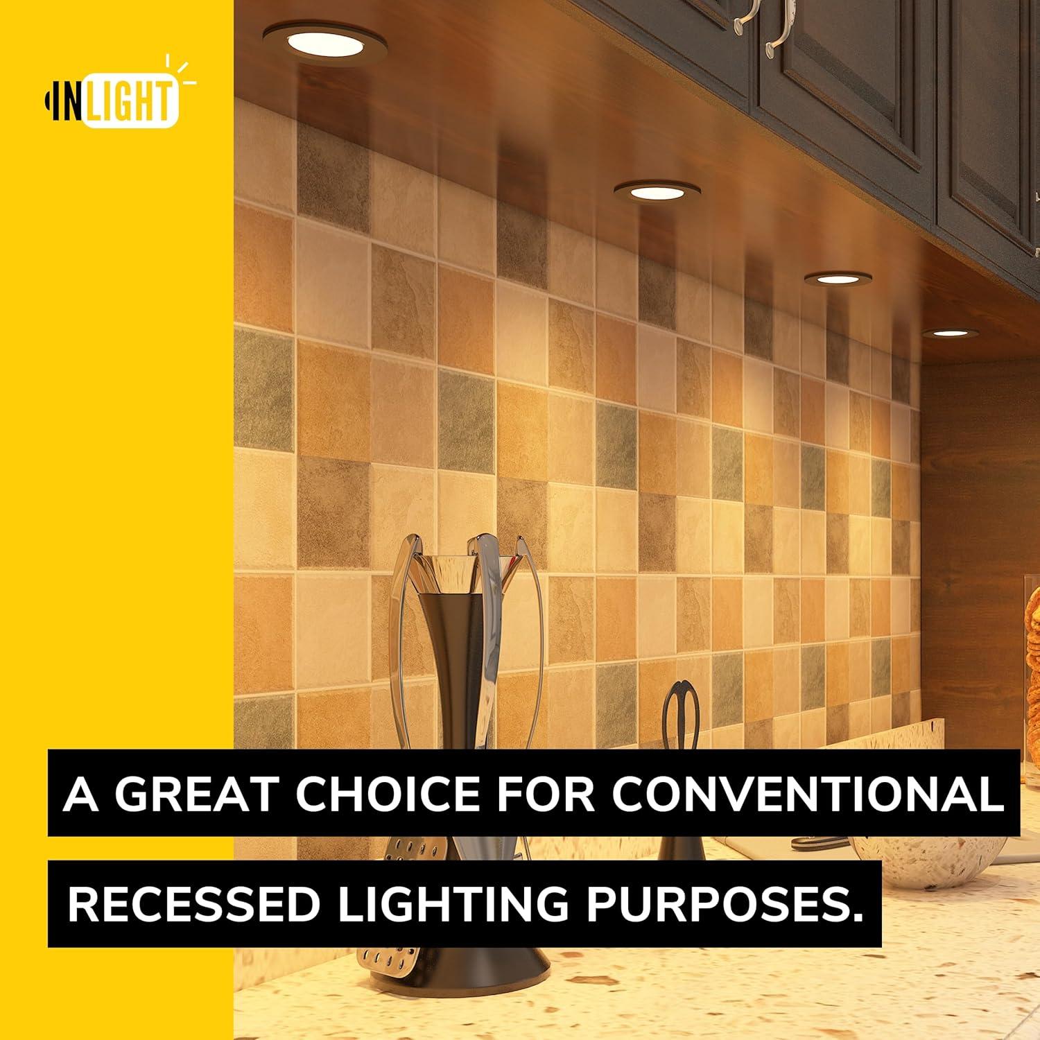 GETINLIGHT 2.75" Wide 3000K Dimmable LED Puck Lights Kit, Plug-in Installation with recessed or Surface Mounted, White Finished, Set of 3, IN-0102-3-WH