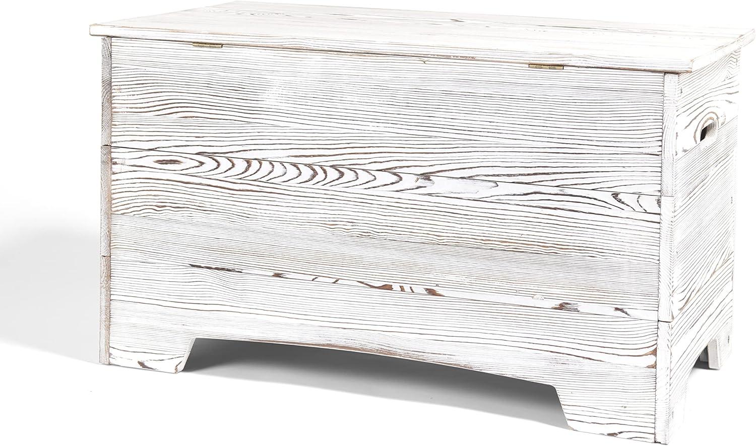 Vintage Gray Solid Wood Rustic Toy Box with Distressed Finish