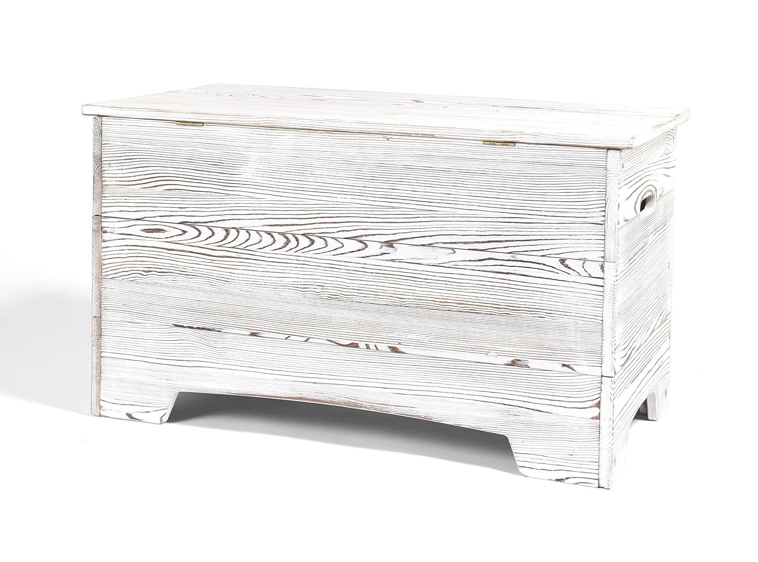 Vintage Gray Solid Wood Rustic Toy Box with Distressed Finish