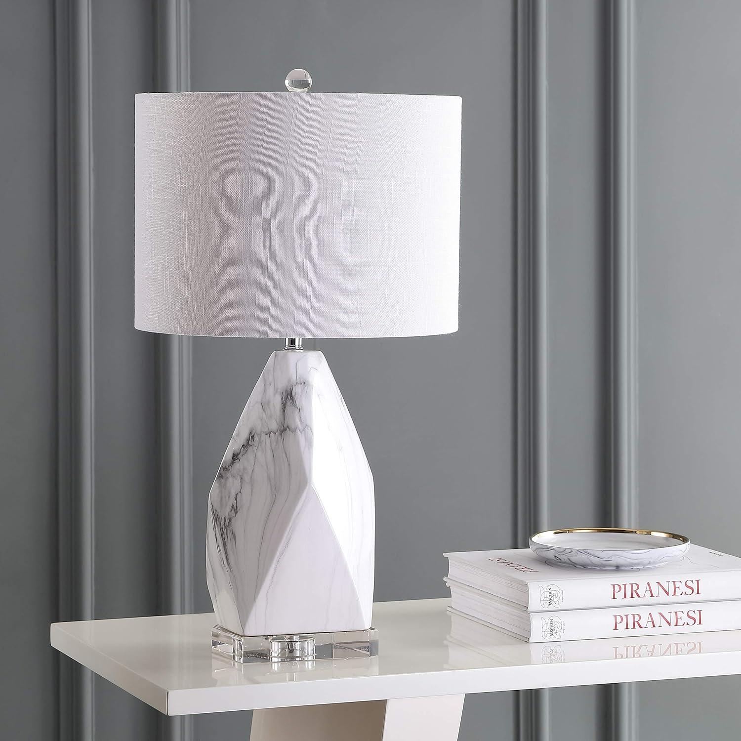 JONATHAN Y Oslo Ceramic Marble/Crystal LED Table Lamp