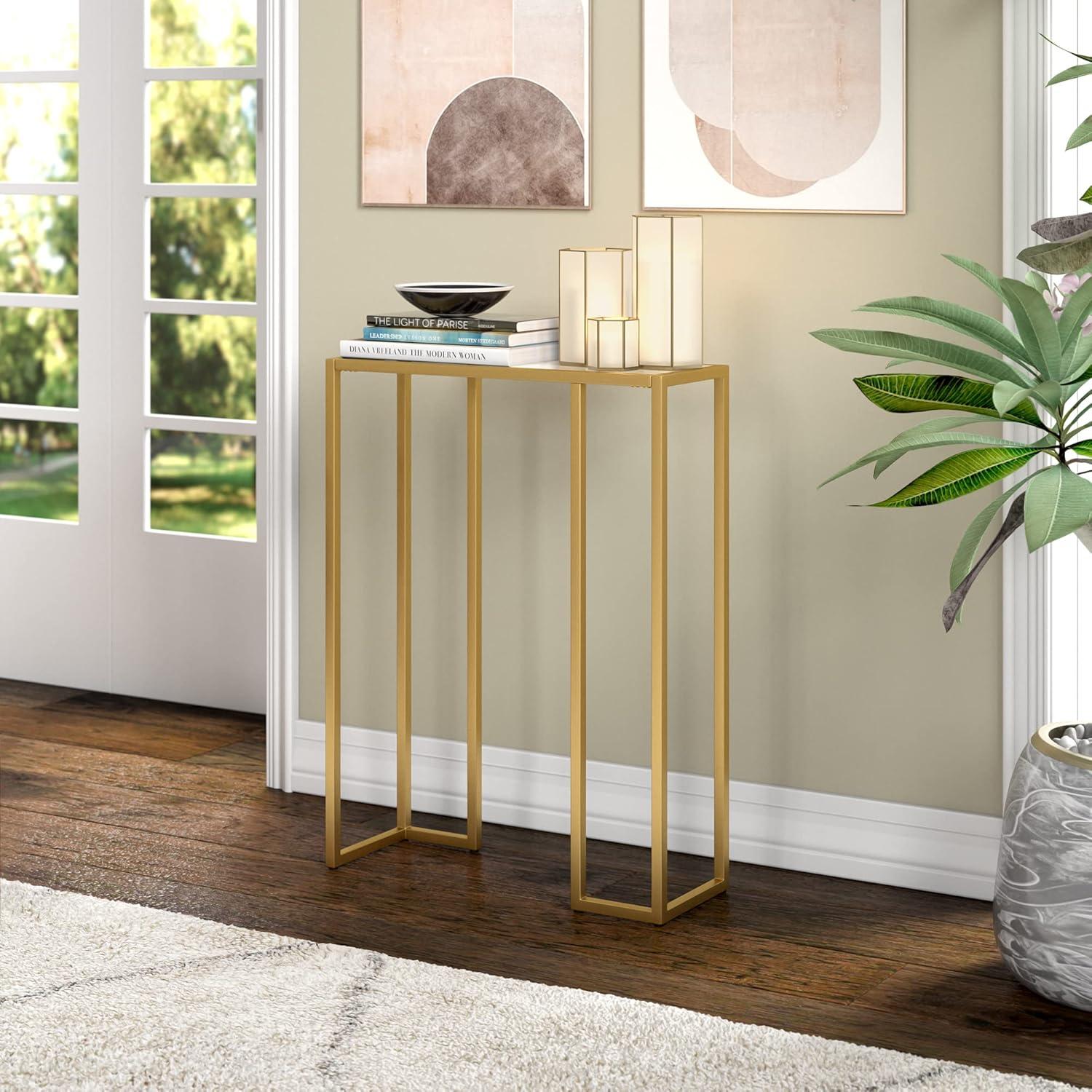 Evelyn&Zoe Oscar 22" Wide Rectangular Console Table, Brass