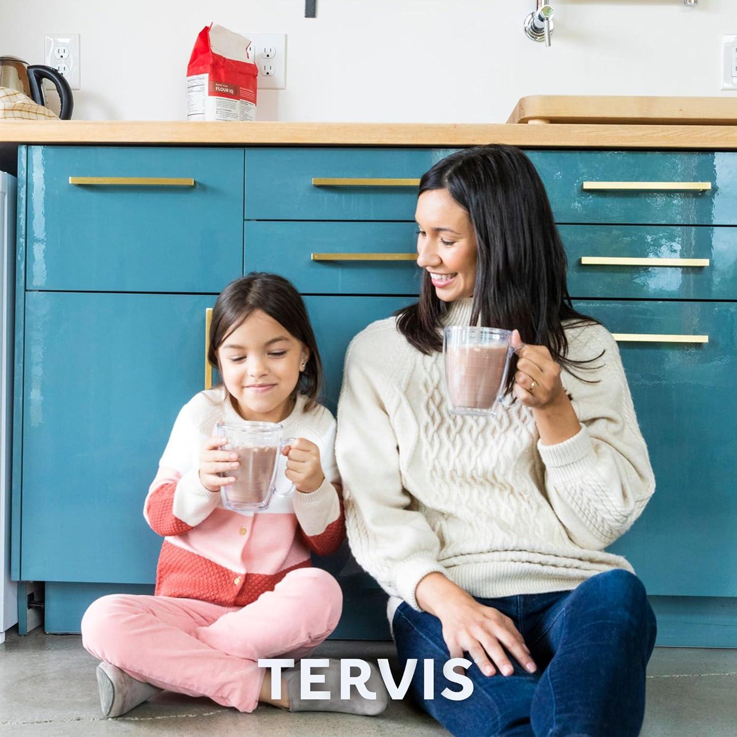 Tervis Clear & Colorful Lidded Made in USA Double Walled Insulated Tumbler Travel Cup Keeps Drinks Cold & Hot, 16oz Mug, Brown Lid