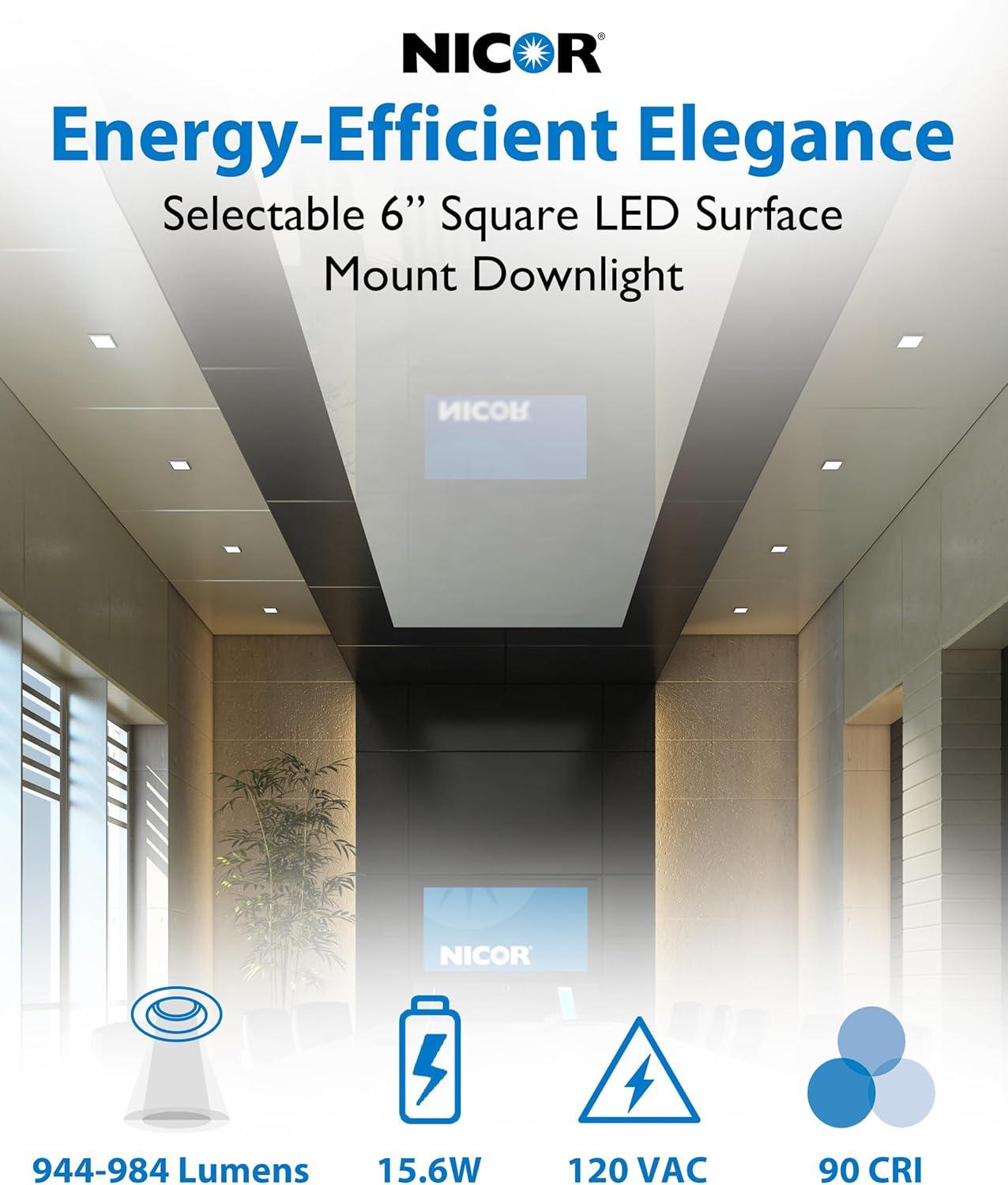 6-Inch White Square Selectable LED Surface Mount Downlight