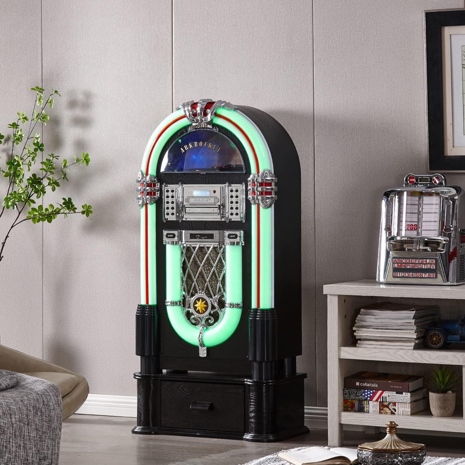 Arkrocket Taurus Jukebox Vinyl Record Player Bluetooth USB SD CD Player Radio Retro Turntable Classic Jukebox (Taurus - Classic)