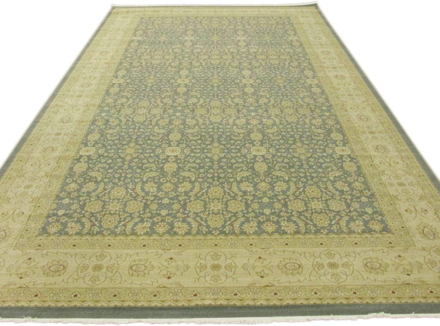 Edinburgh Blue and Beige Rectangular Synthetic Area Rug