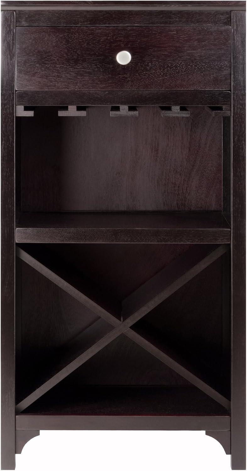 X-Shelf Drawer Wine Cabinet Wood/Coffee - Winsome