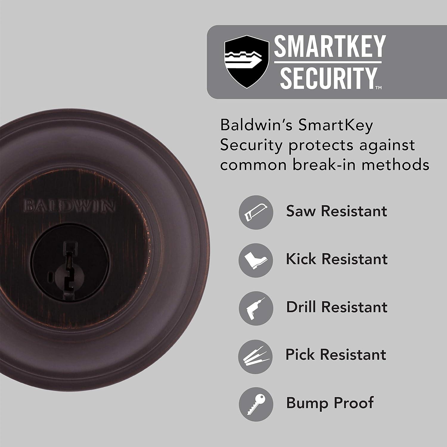 Baldwin Prestige 380 Round Single Cylinder Deadbolt Featuring SmartKey® Security