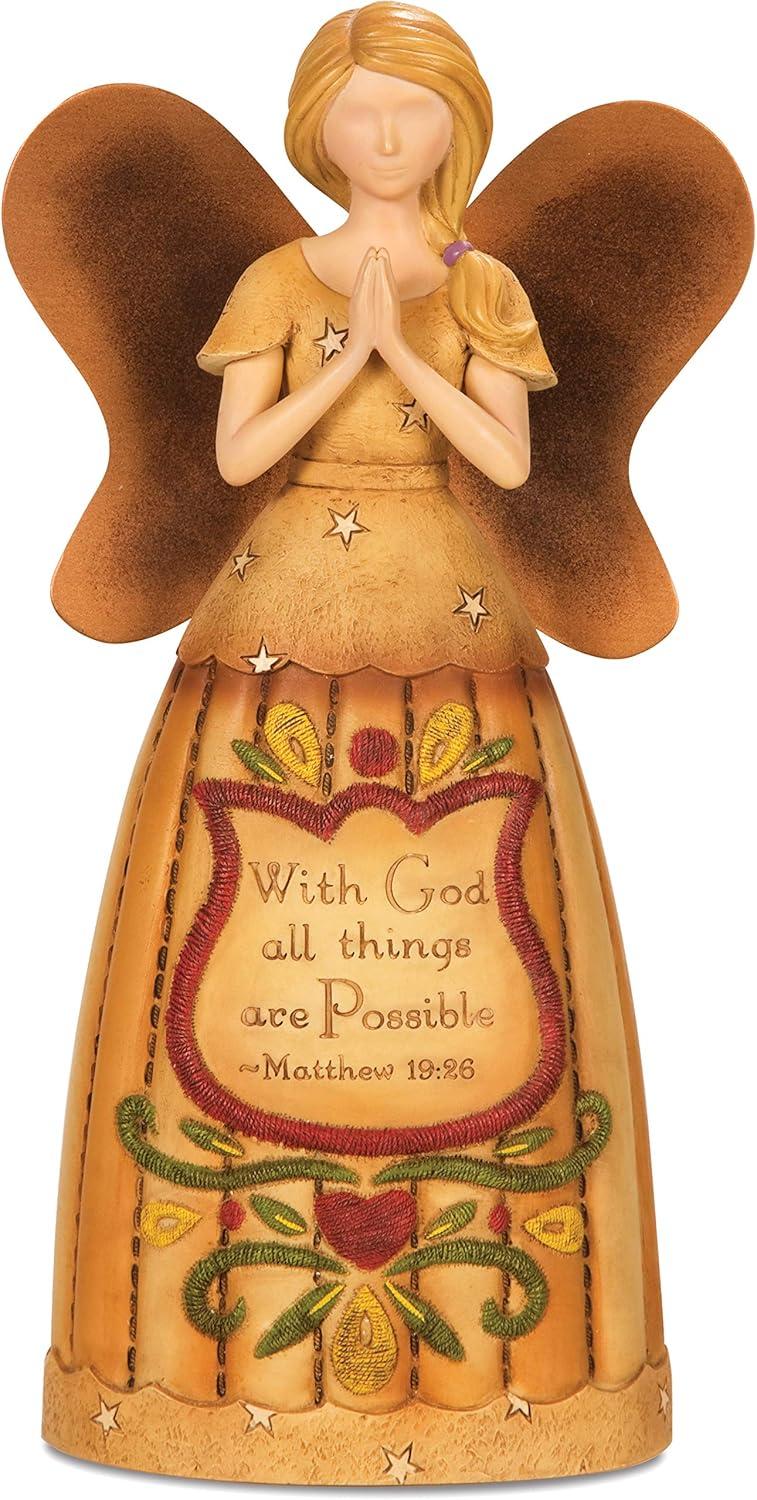 Rustic Brown 9-Inch Praying Angel Figurine