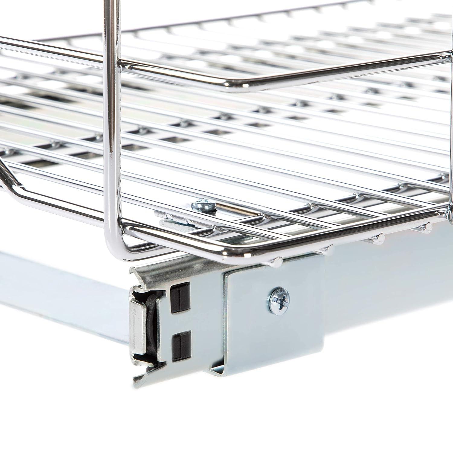 Home Zone Living 1 Shelf 14" Length x 21" Width Kitchen Pull Out Cabinet Organizer, Silver