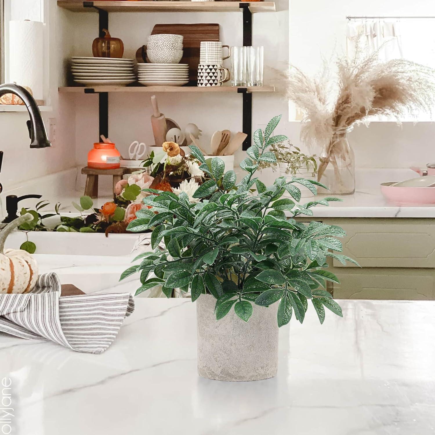 2 Pack Small Fake Plants Eucalyptus Potted Artificial Plants for Shelf Desk Home Bathroom Farmhouse Room Coffee Table Decor