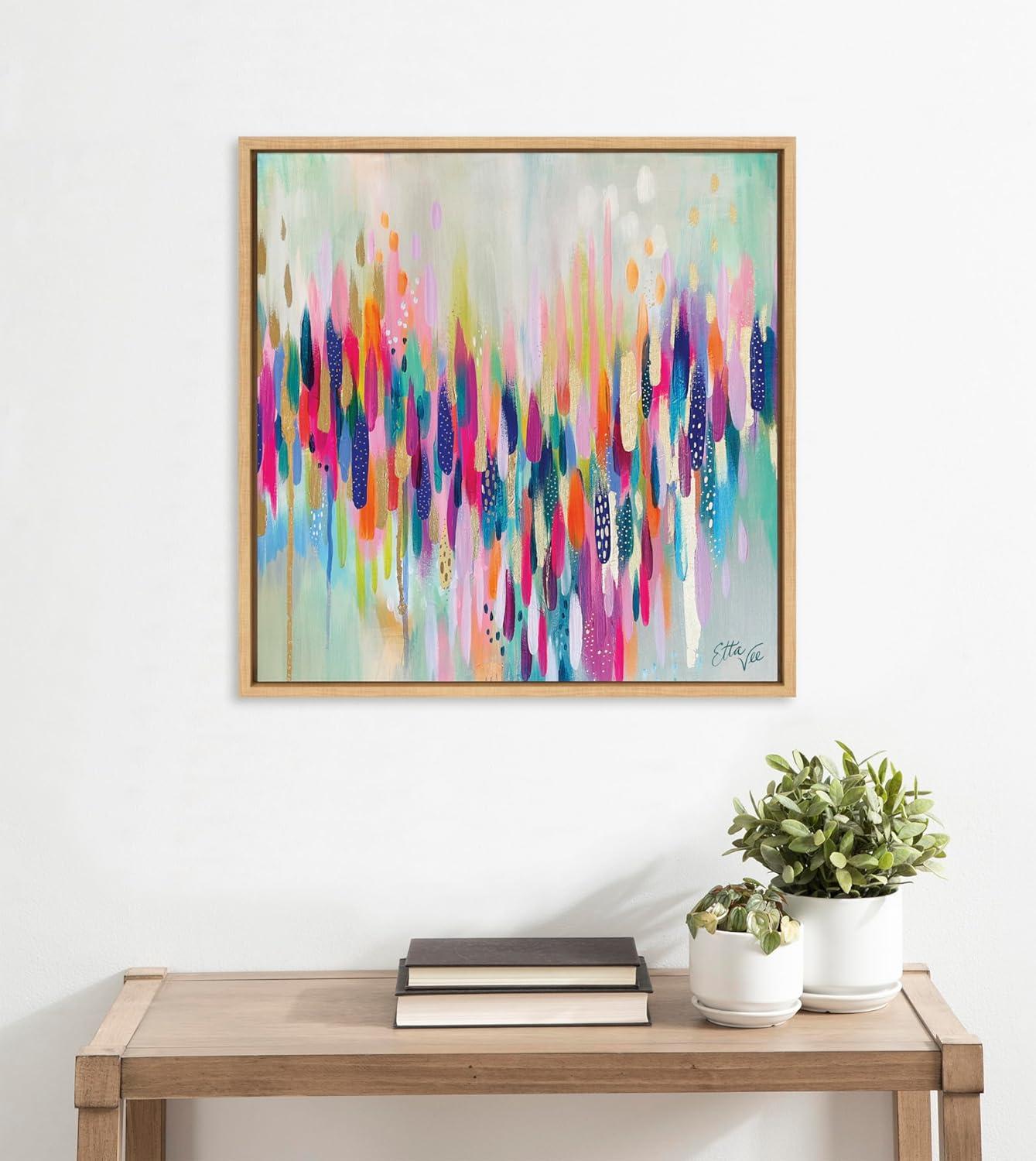 Kate & Laurel All Things Decor 22"x22" Sylvie Brushstroke 154 Framed Wall Art by EttaVee Modern Abstract Colorful Fun Wall Art