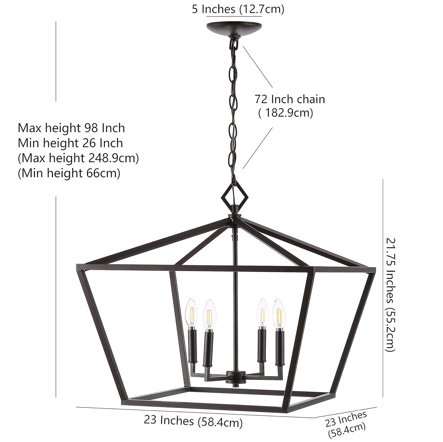 Gatsby 23" 4-Light Adjustable Iron Rustic Glam LED Pendant, Oil Rubbed Bronze