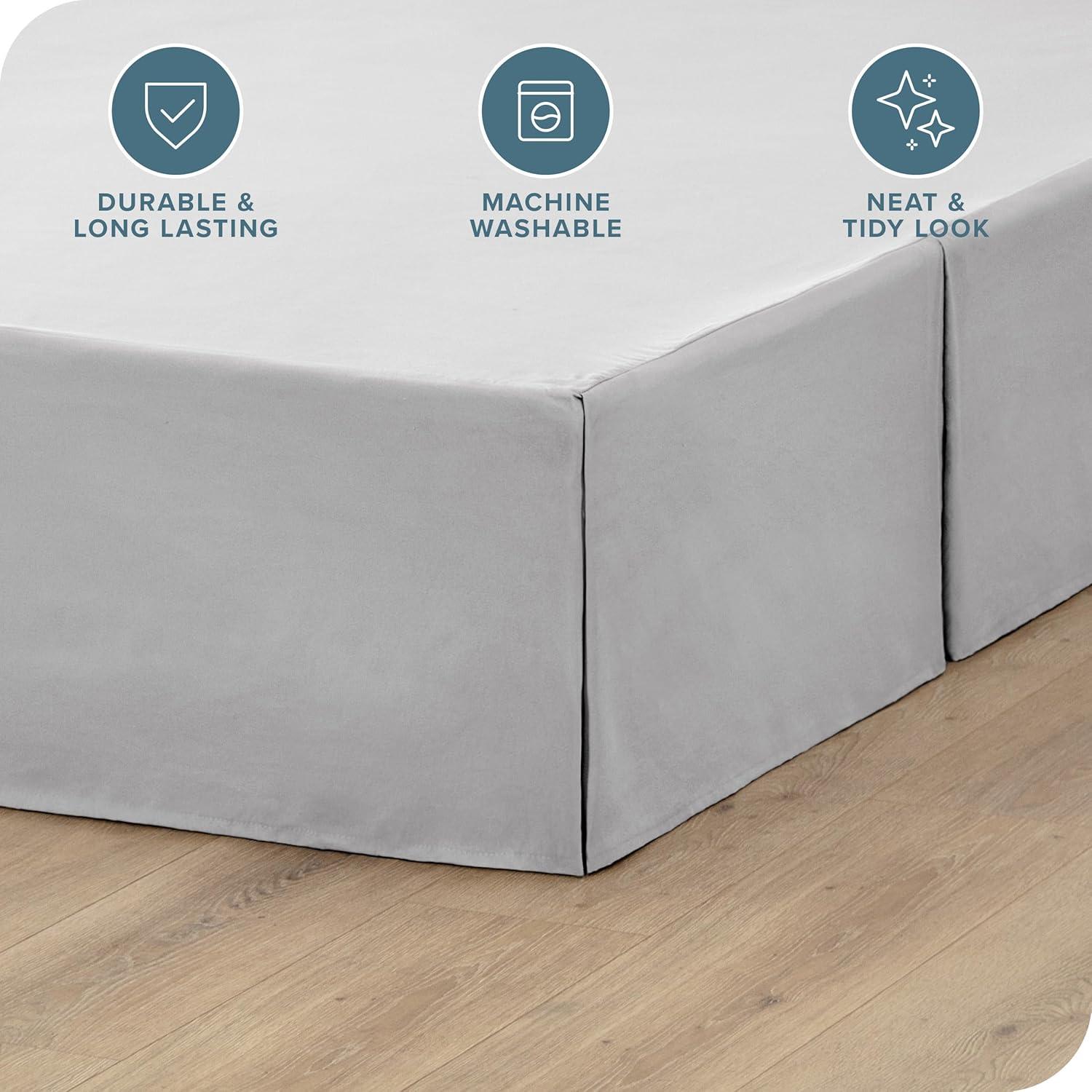 Bare Home Tailored 15" Pleated Bed Skirt