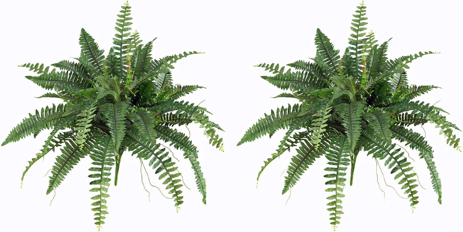 Boston Fern 2pk (40") - Nearly Natural: Artificial Hanging Silk Plant, Indoor Faux Greenery Decor