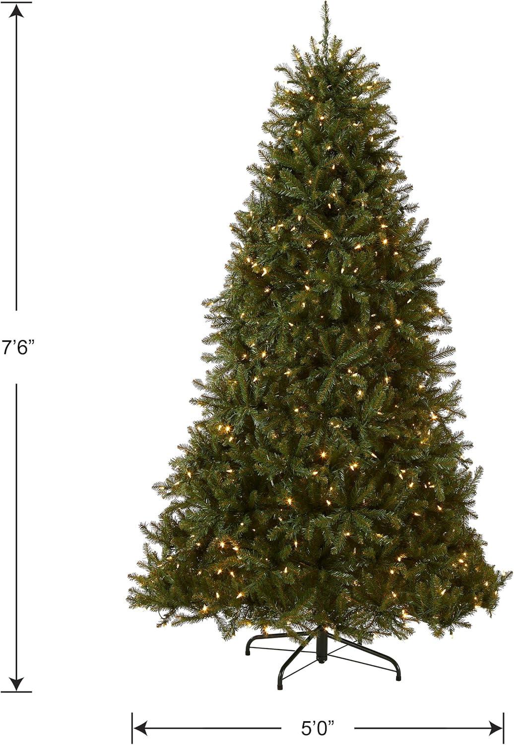 National Tree Company Pre-Lit Artificial Christmas Tree, Green, Dunhill Fir, Dual Color® LED Lights, Includes PowerConnect™ System and Stand, 7.5 Feet