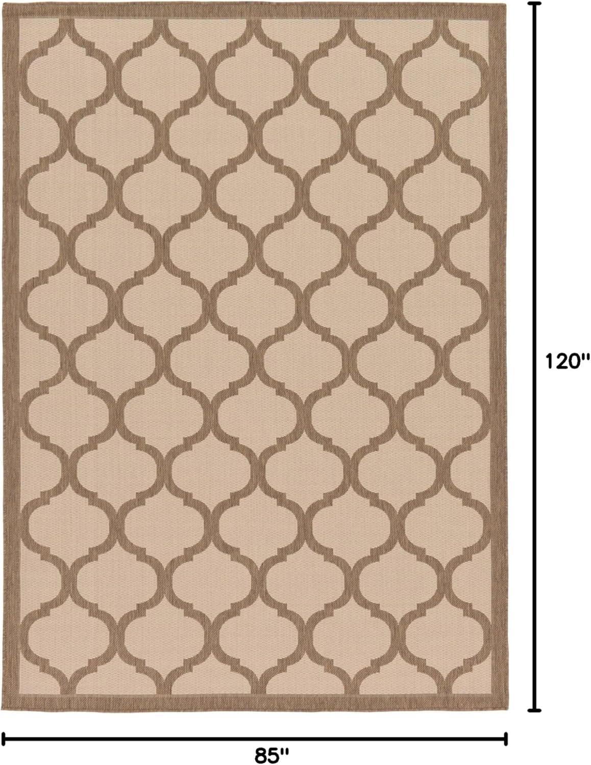 Unique Loom Outdoor Trellis Collection Area Rug - Moroccan (7' 1" x 10' Rectangle Beige and Brown/Beige)