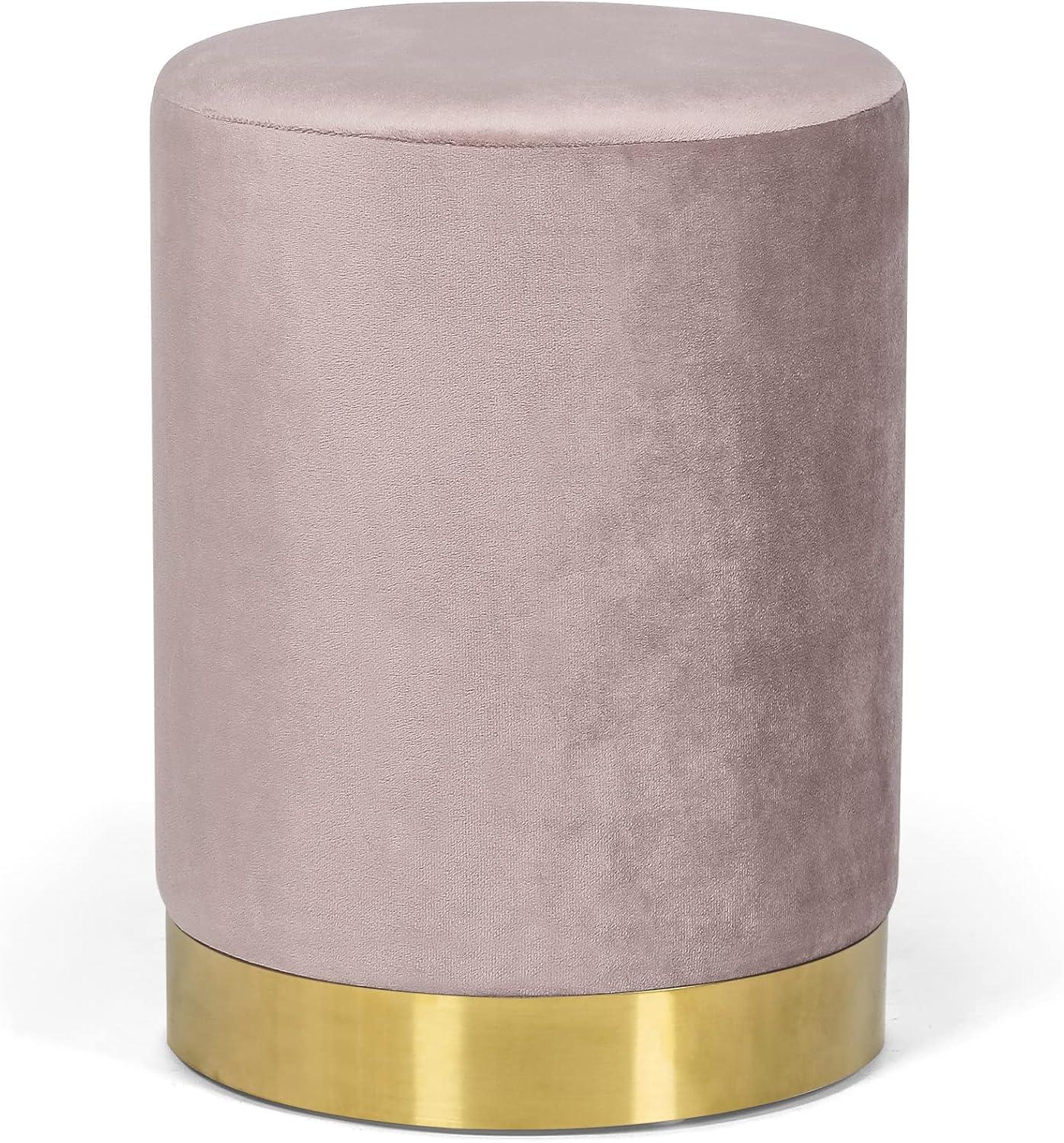 Adore Decor Adele Modern Tufted Velvet Ottoman in Pink