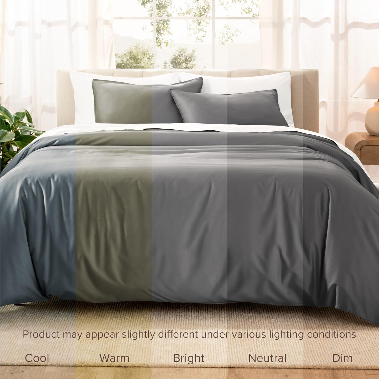 Bare Home 400 Thread Count Organic Cotton Sateen Duvet Cover Set