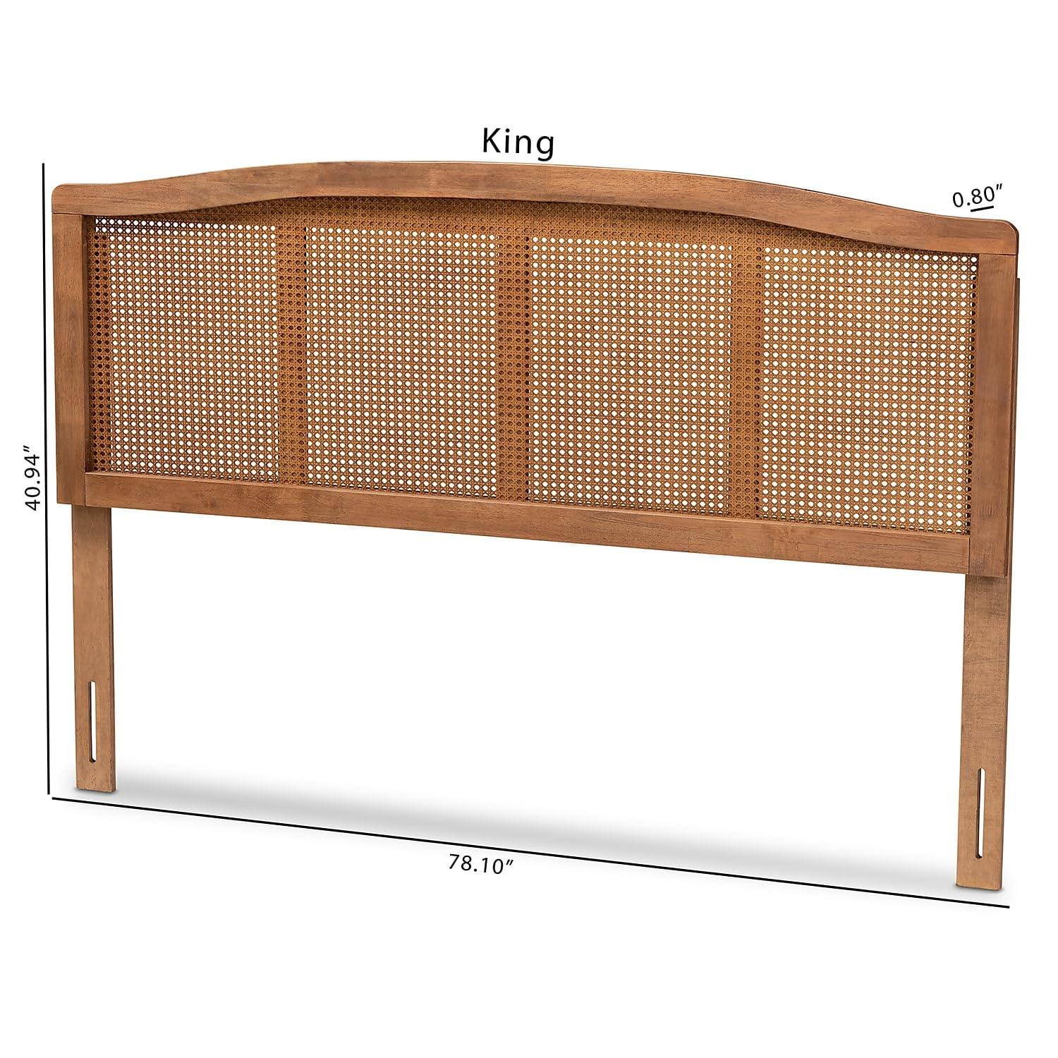 King Marieke Wood Headboard Ash Walnut - Baxton Studio: Mid-Century Synthetic Rattan, Rubberwood Frame