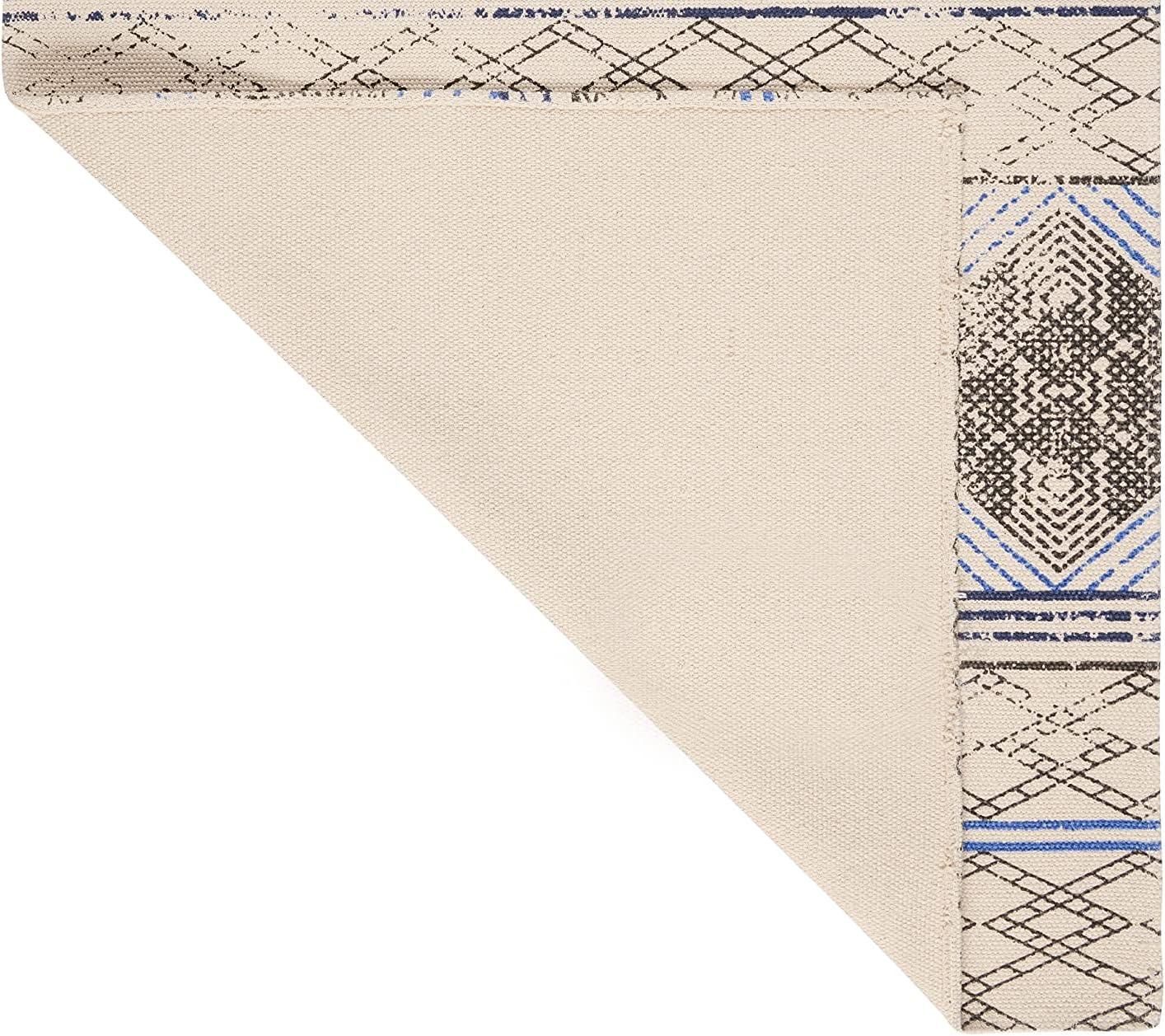 French Connection French Connection Oriental Flatweave Cotton Blue Area Rug