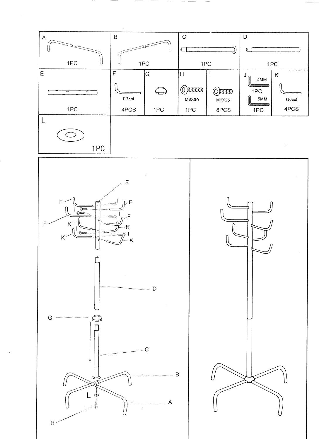 Frenchi Home Furnishing 8 Hooks Metal Coat Rack
