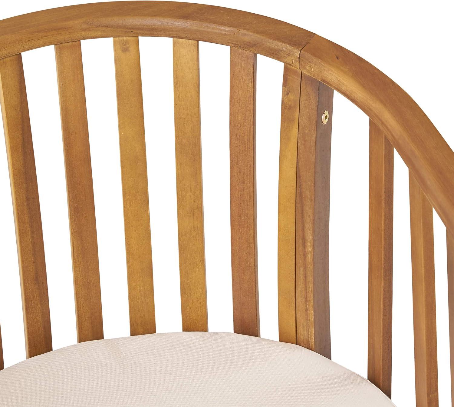 GDFStudio Rosin Outdoor Acacia Wood Dining Chairs with Cushion (Set of 2), Cream/Teak