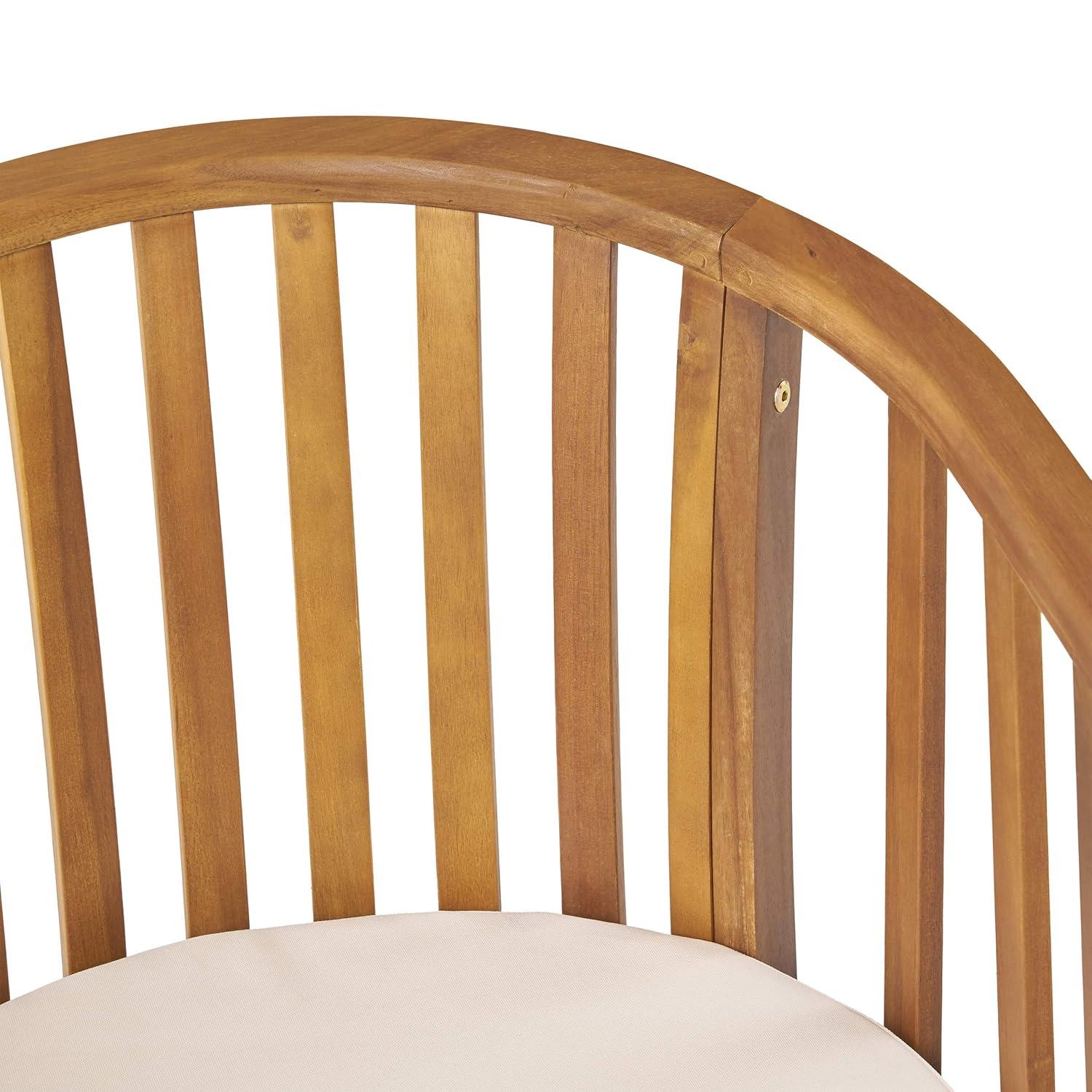 GDFStudio Rosin Outdoor Acacia Wood Dining Chairs with Cushion (Set of 2), Cream/Teak
