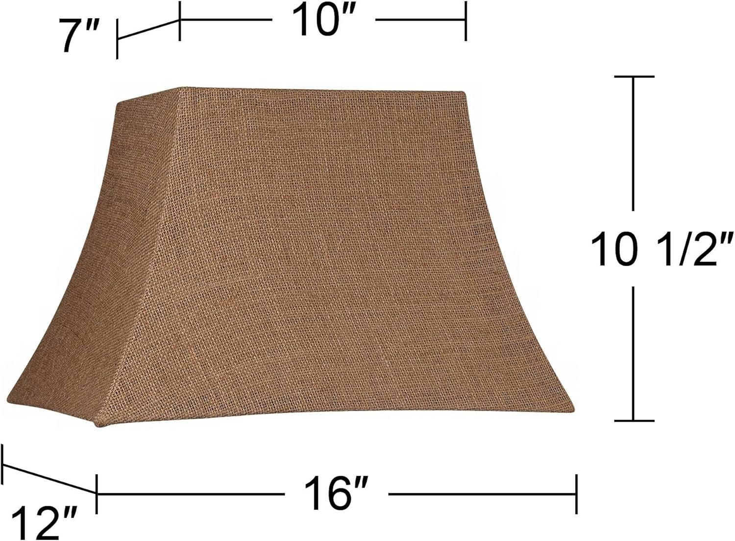 Set of 2 Natural Burlap Rectangular Lamp Shades with Chrome Finish