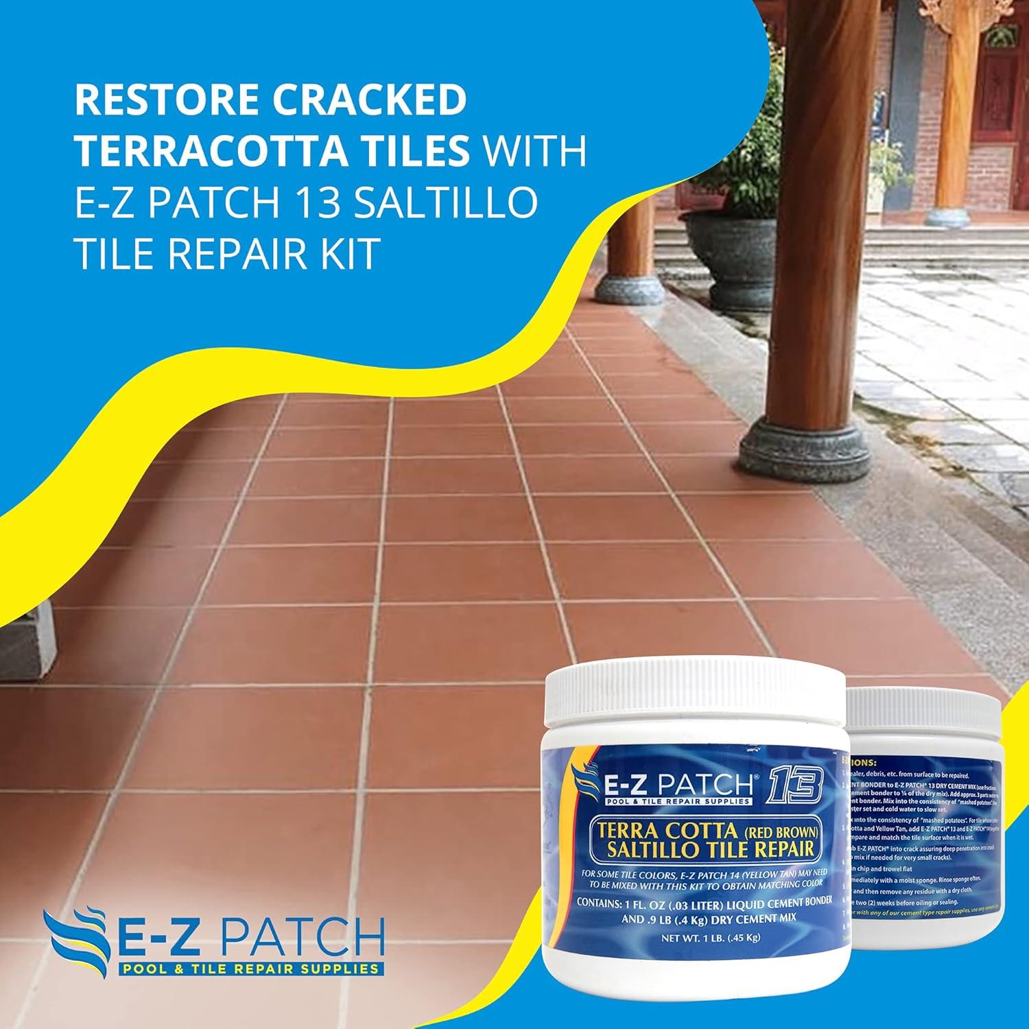13 Saltillo Tile Repair Kit - DIY TerraCotta Tile Filler - (Red-Brown, 1 Pound)