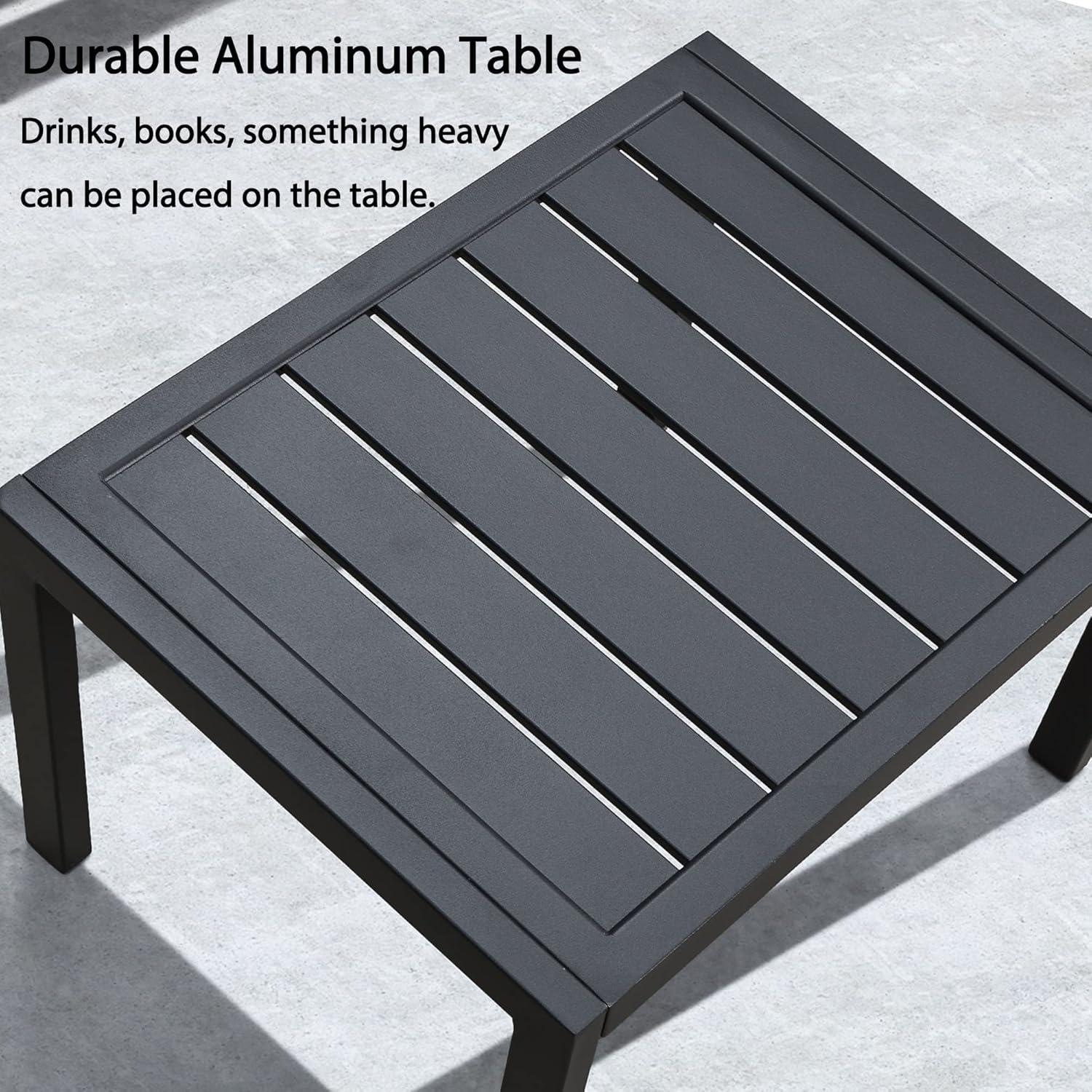 PURPLE LEAF Patio Chaise Lounge Set Outdoor Beach Pool Sunbathing Lawn Lounger Recliner Outside Tanning Chairs with Arm for All Weather Side Table Included Navy Blue