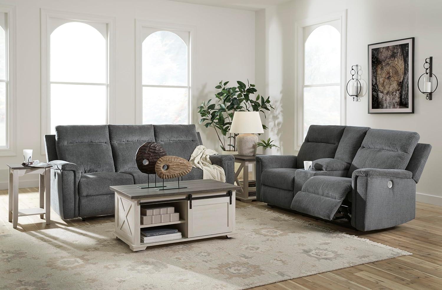 Gray Fabric Power Reclining Sectional Sofa