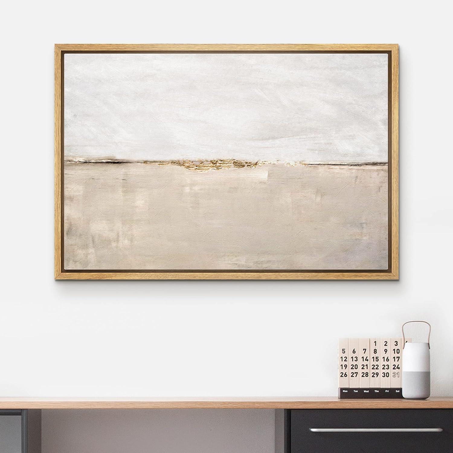 Minimal Landscape Pastel Abstract Minimalist Decor Neutral Pictures Framed Canvas Print Wall Art