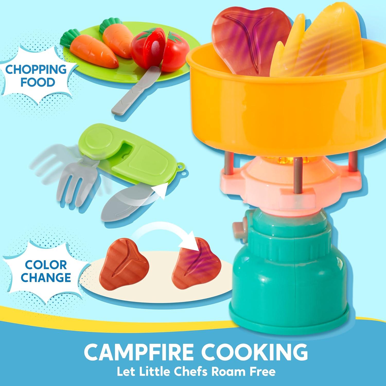 Kids Camping Set with Tent, Camping Wagon Toy, Toddler Adventure Playset for Boys, Camping Gear Toys for Kids Indoor Outdoor Pretend Play, Gift Idea for Boys Girls Age 3,4,5,6 Year Old