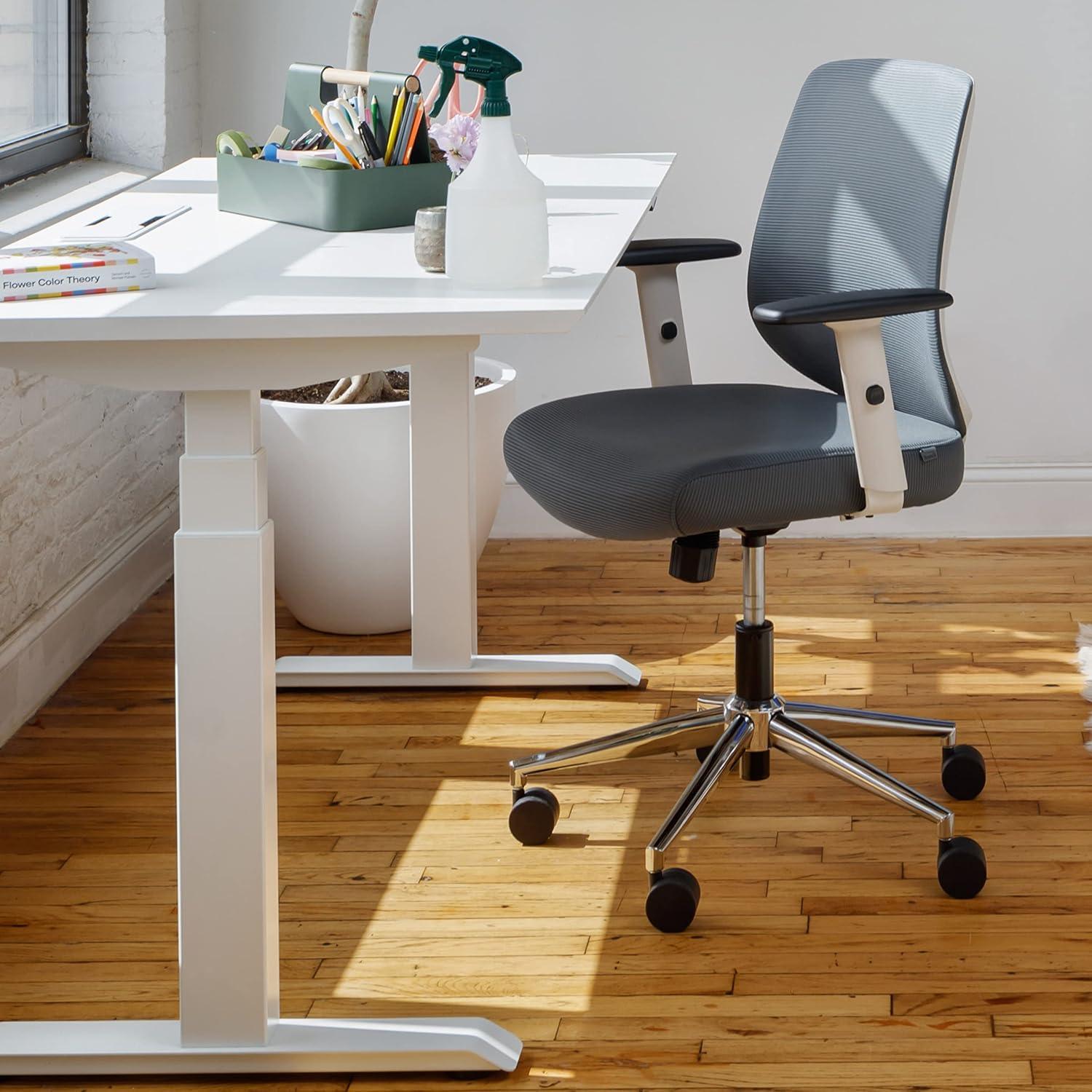 Slate Mesh and Leather Adjustable Swivel Task Chair