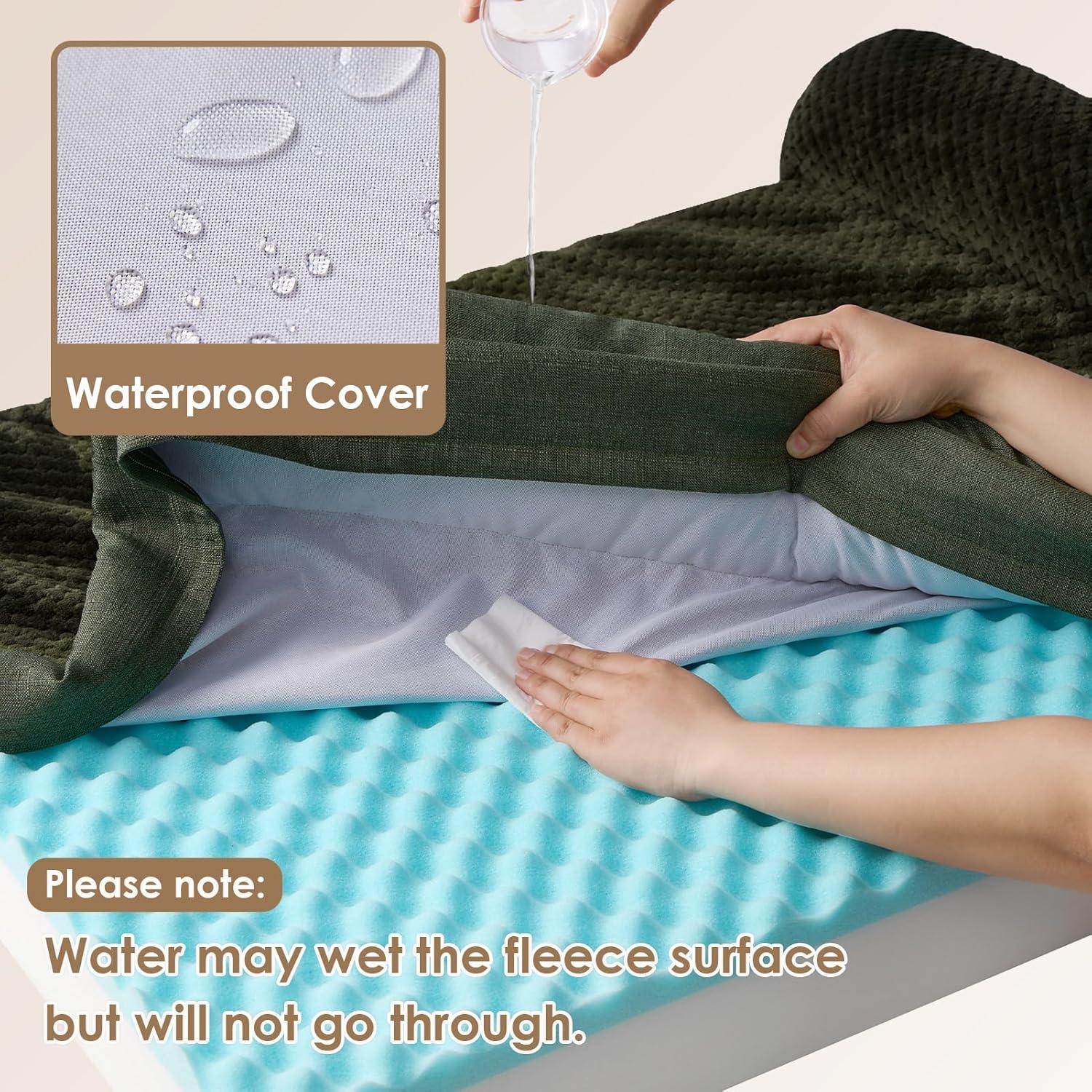 Orthopedic Dog Beds For Extra Large Dogs, Waterproof Memory Foam XL Dog Bed With Sides, Non-Slip Bottom And Egg-Crate Foam Big Dog Couch Bed With Washable Removable Cover, Dark Green