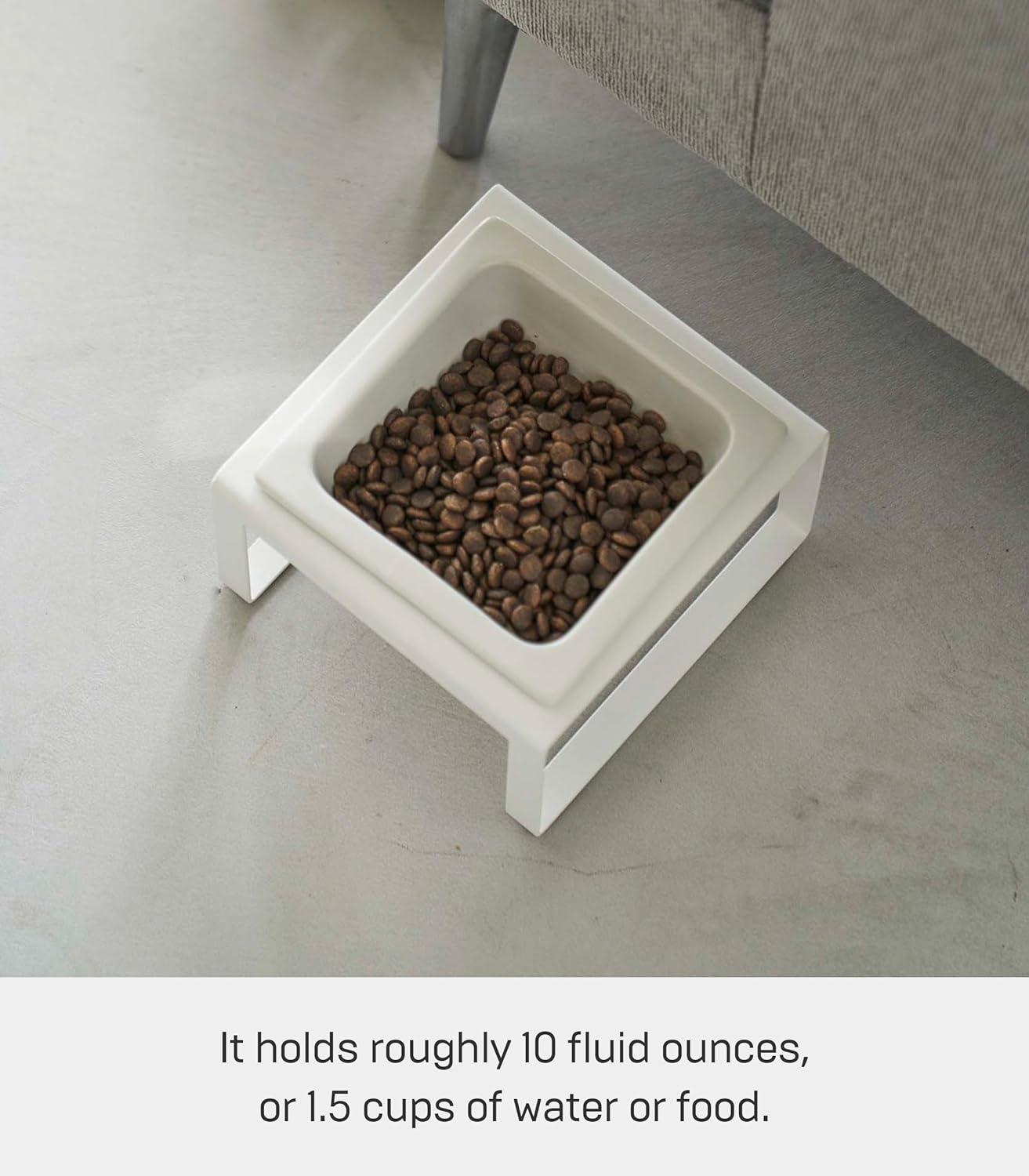 White Ceramic Pet Bowl with Steel Stand