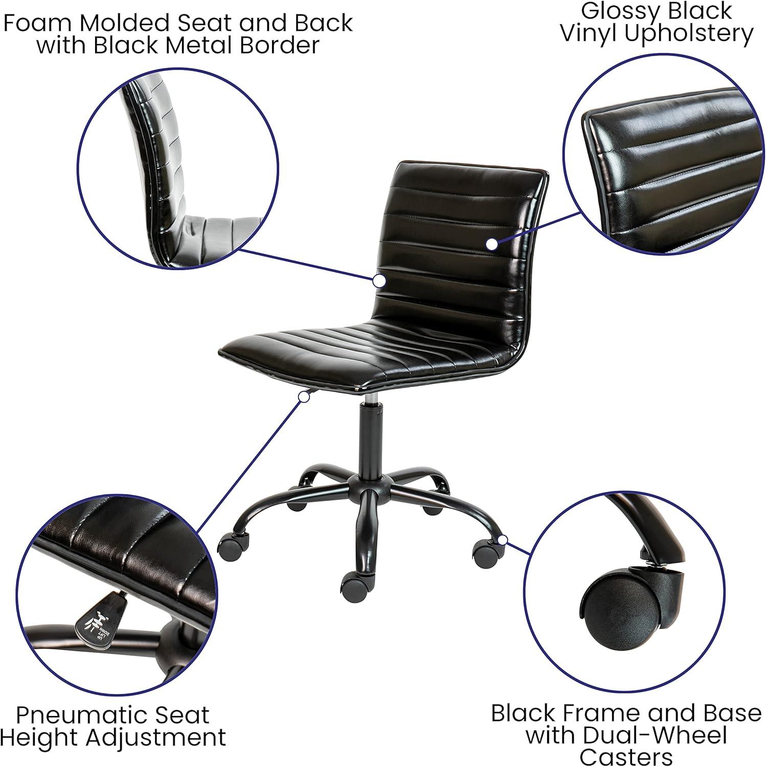 Flash Furniture Merchiston Low-Back Modern Ribbed Upholstered Vinyl Swivel Desk Chair by Flash Furniture