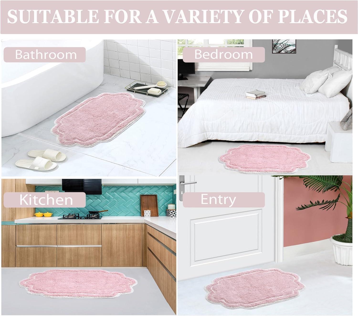 Home Weavers Inc Home Weavers Allure Collection Absorbent Cotton, Machine Washable and Dry Bath Rugs Pink 21"x34"
