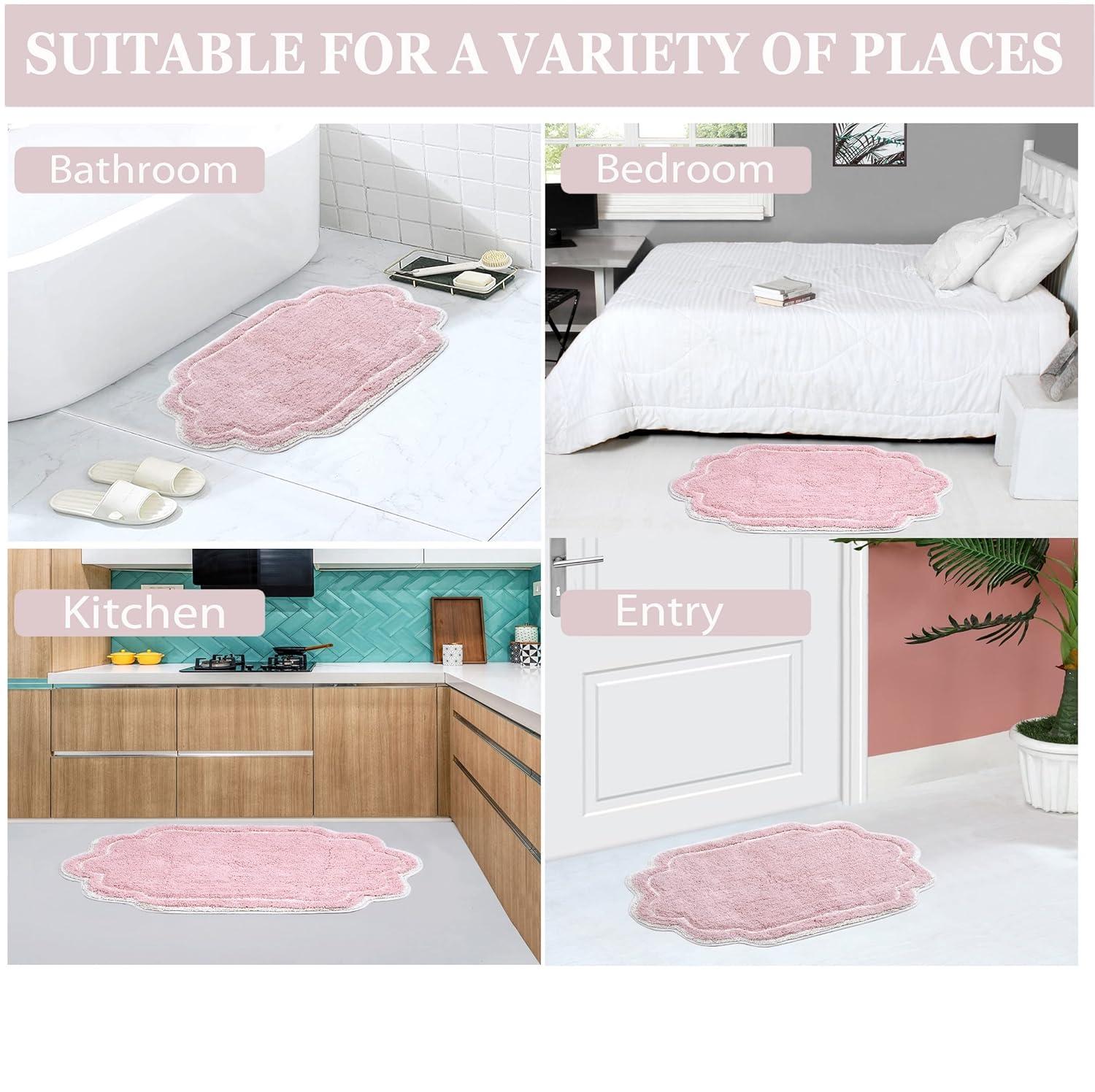 Home Weavers Inc Home Weavers Allure Collection Absorbent Cotton, Machine Washable and Dry Bath Rugs Pink 21"x34"