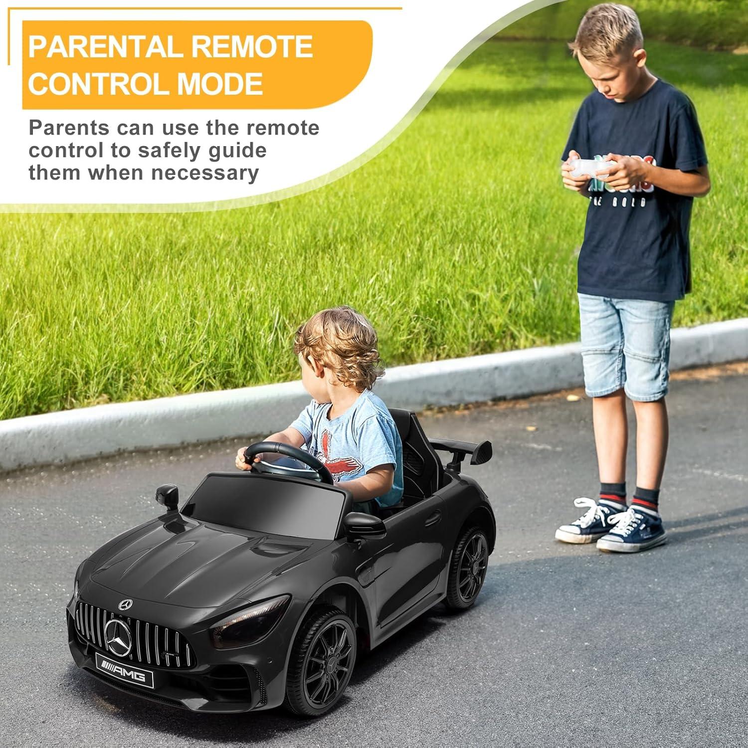 Black 12V Mercedes-Benz AMG GTR Kids Ride-On Car