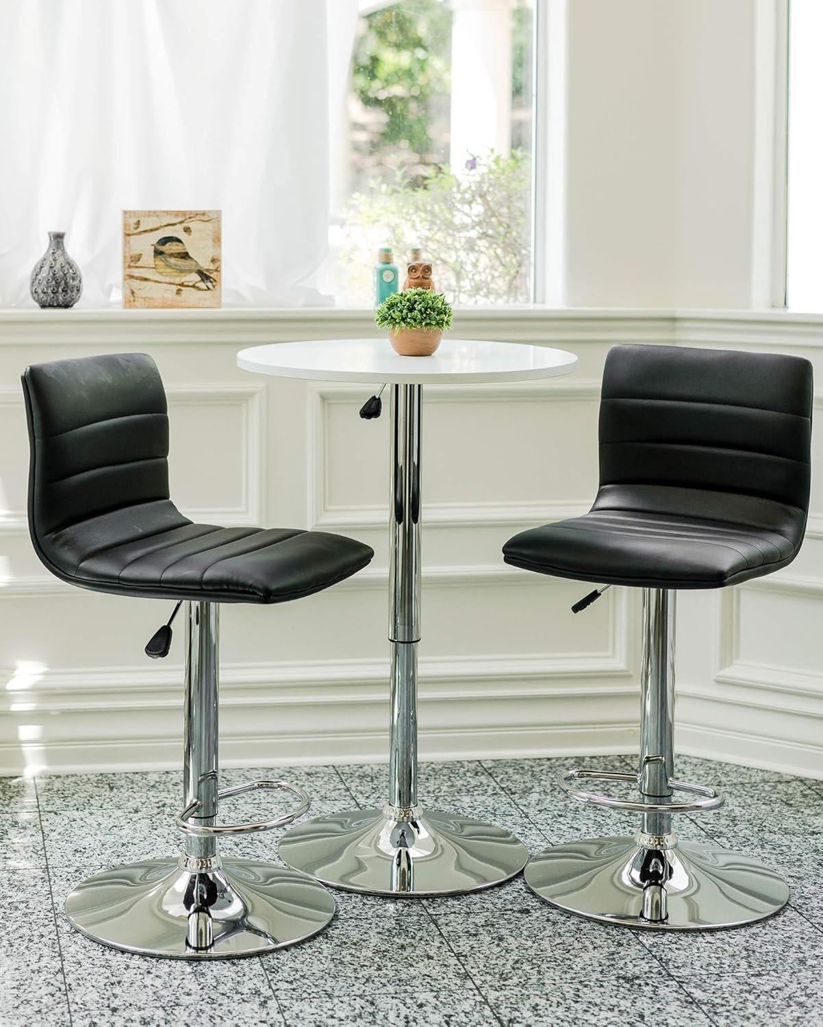 Flash Furniture Modern Black Vinyl Adjustable Bar Stool with Back, Counter Height Swivel Stool with Gold Pedestal Base, Set of 2