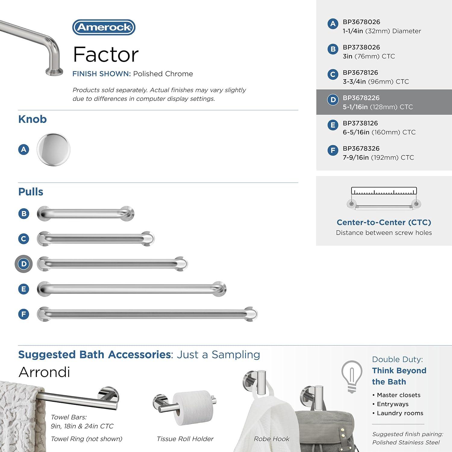 Amerock Factor 5-1/16 inch (128mm) Center-to-Center Polished Chrome Cabinet Pull