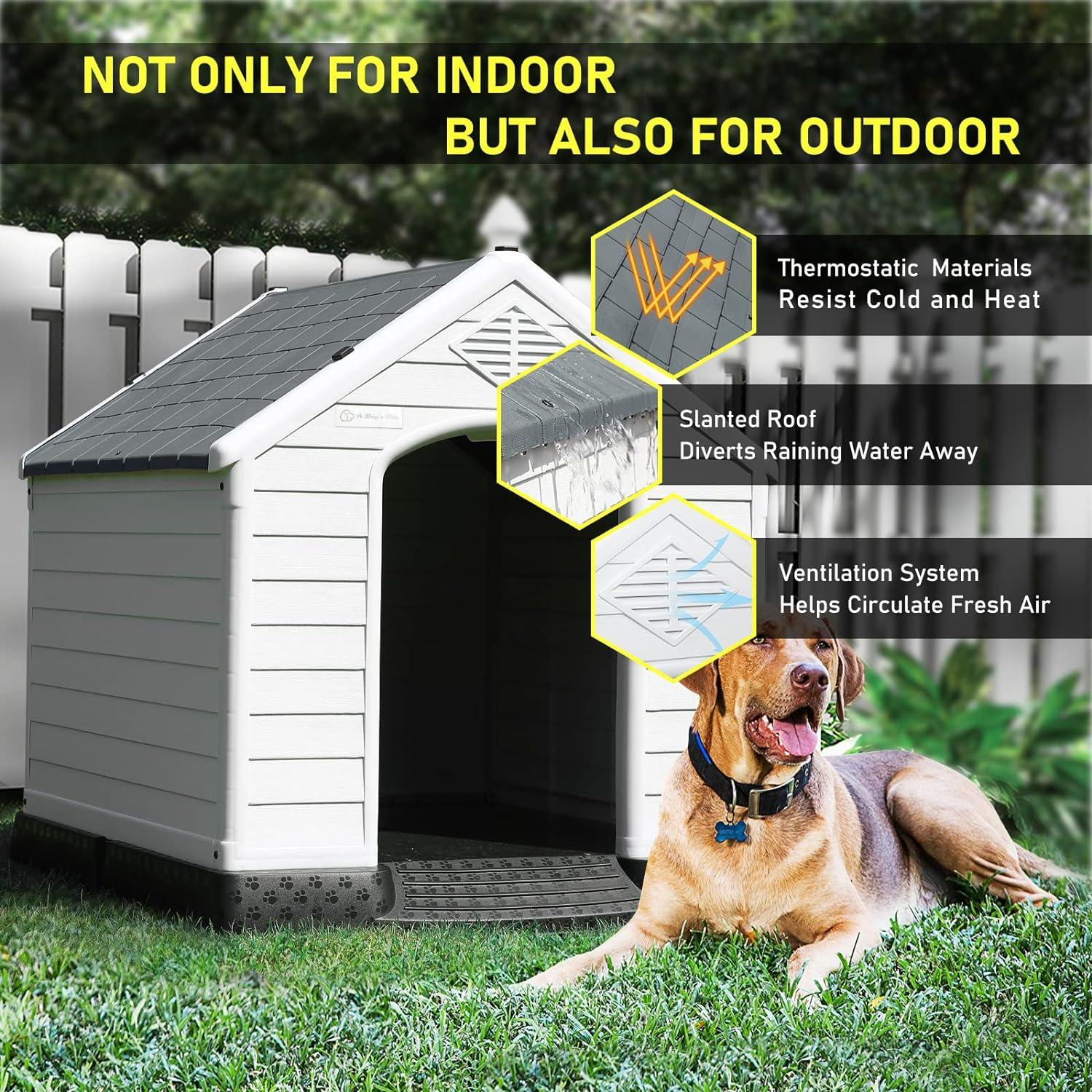 Large Gray Plastic Raised Floor Dog House