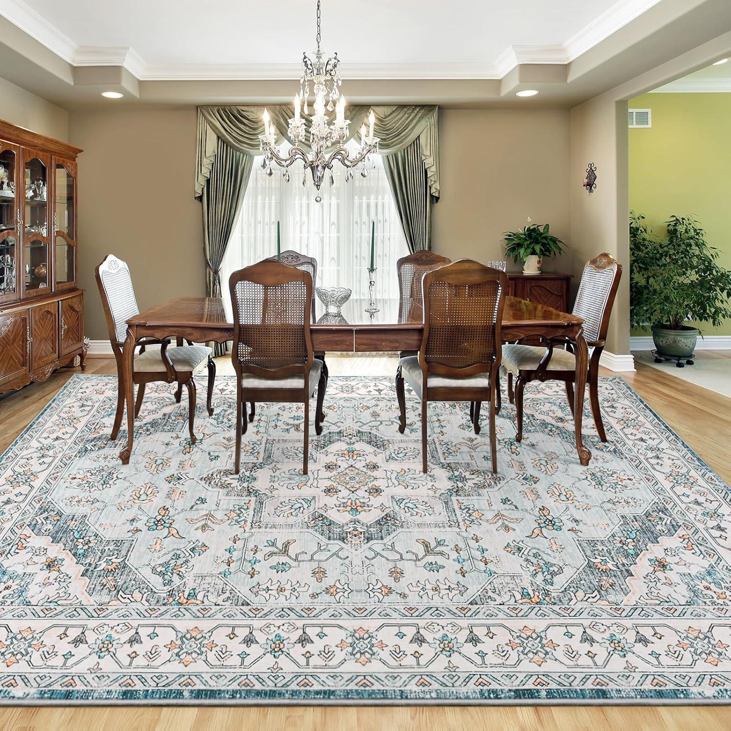 Nuloom Zara Medallion 4x6 Indoor Area Rug for Living Room Bedroom Dining Room Kitchen, Rust/Blue