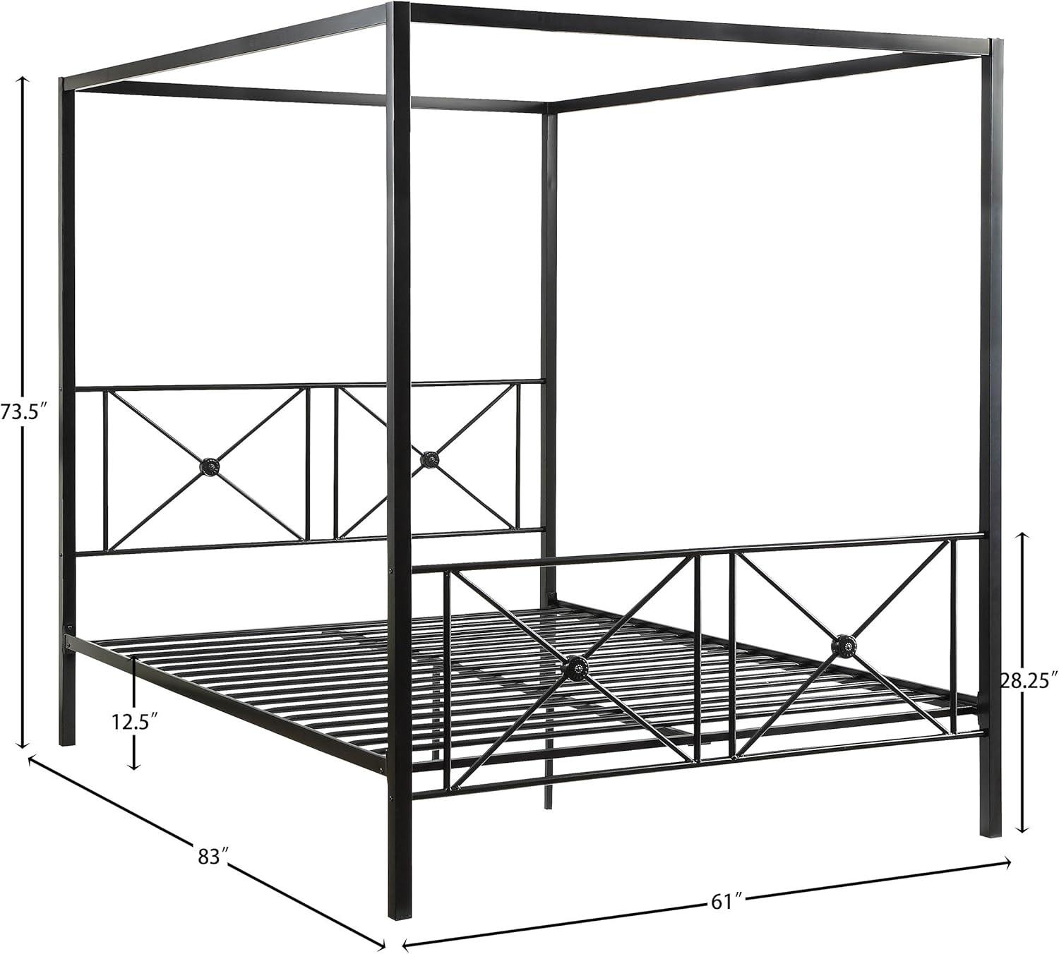 Rapa Queen Metal Canopy Platform Bed in Black - Lexicon