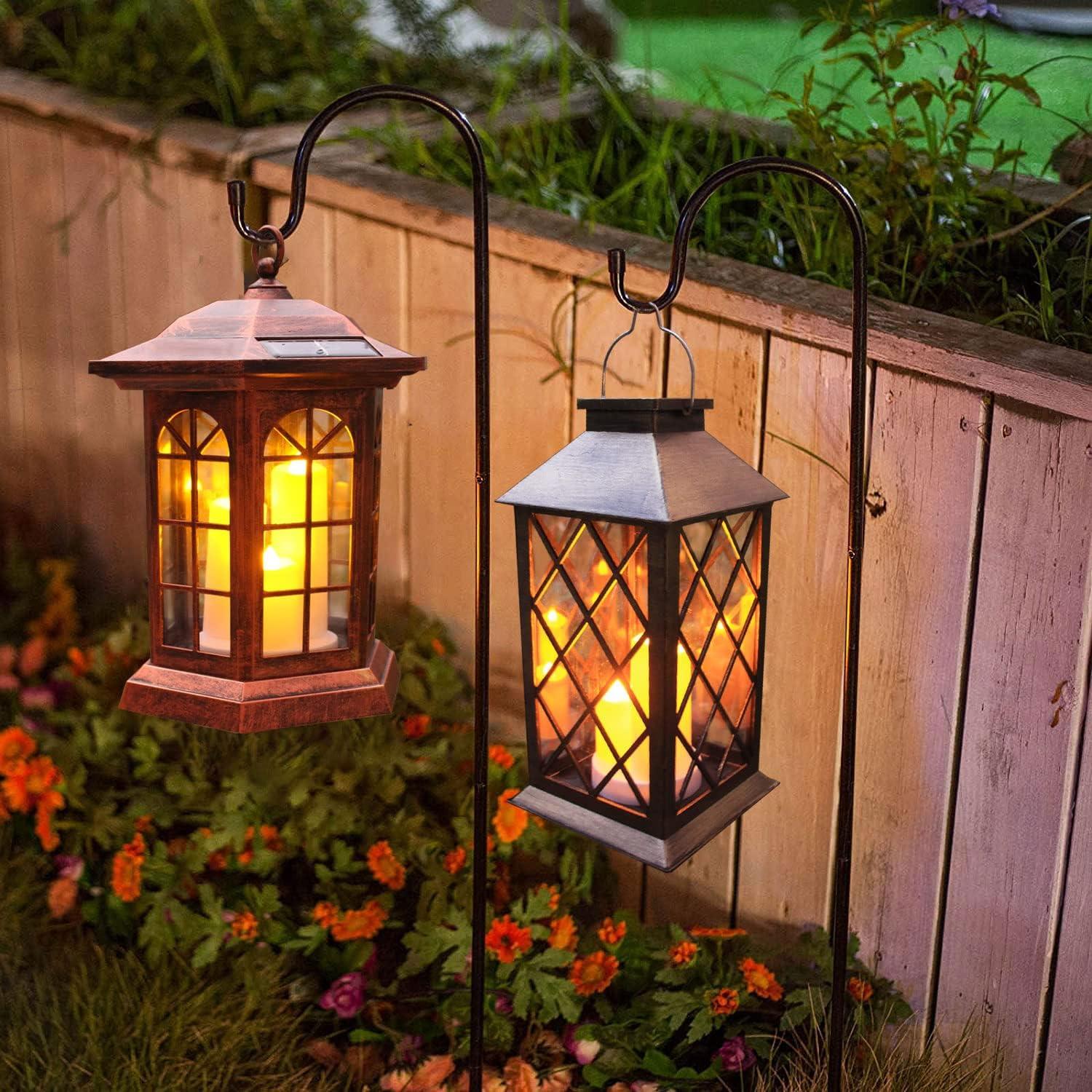 Black Solar Powered LED Flameless Garden Lantern