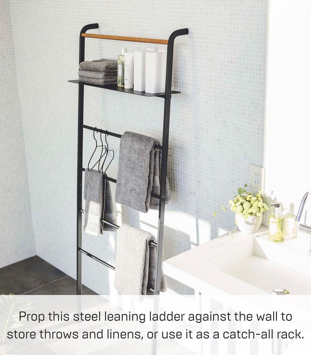 Yamazaki Home Leaning Ladder With Shelf, Space Saving, Steel