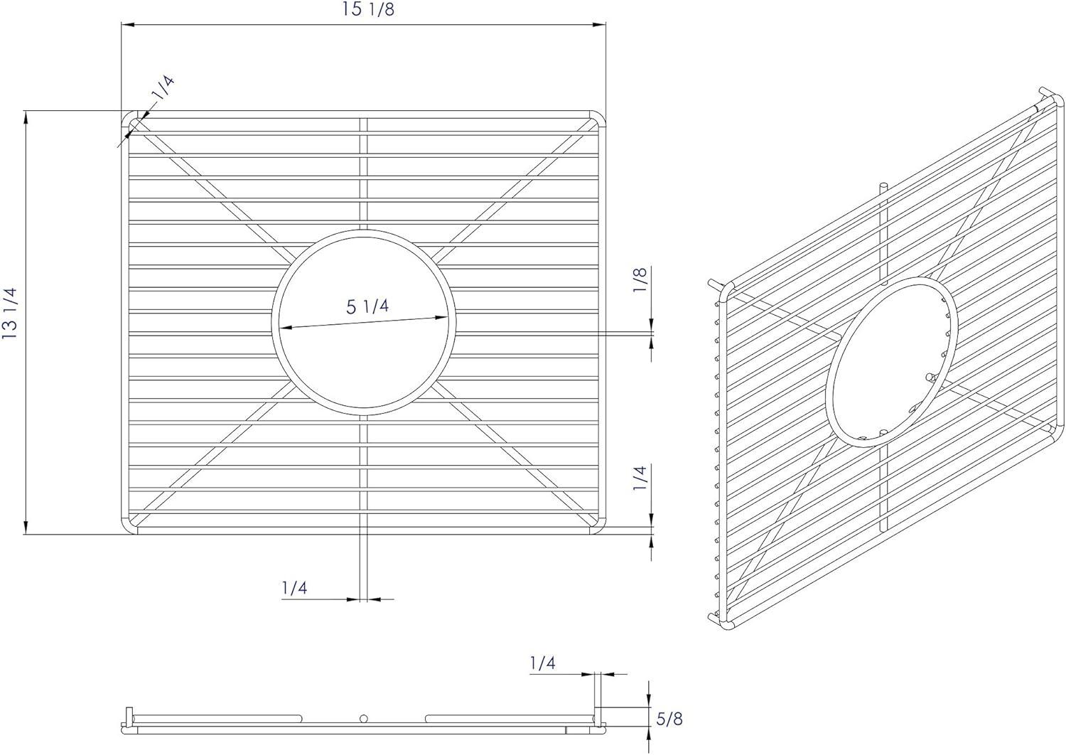 Stainless Steel Kitchen Sink Grid with Center Drain Opening