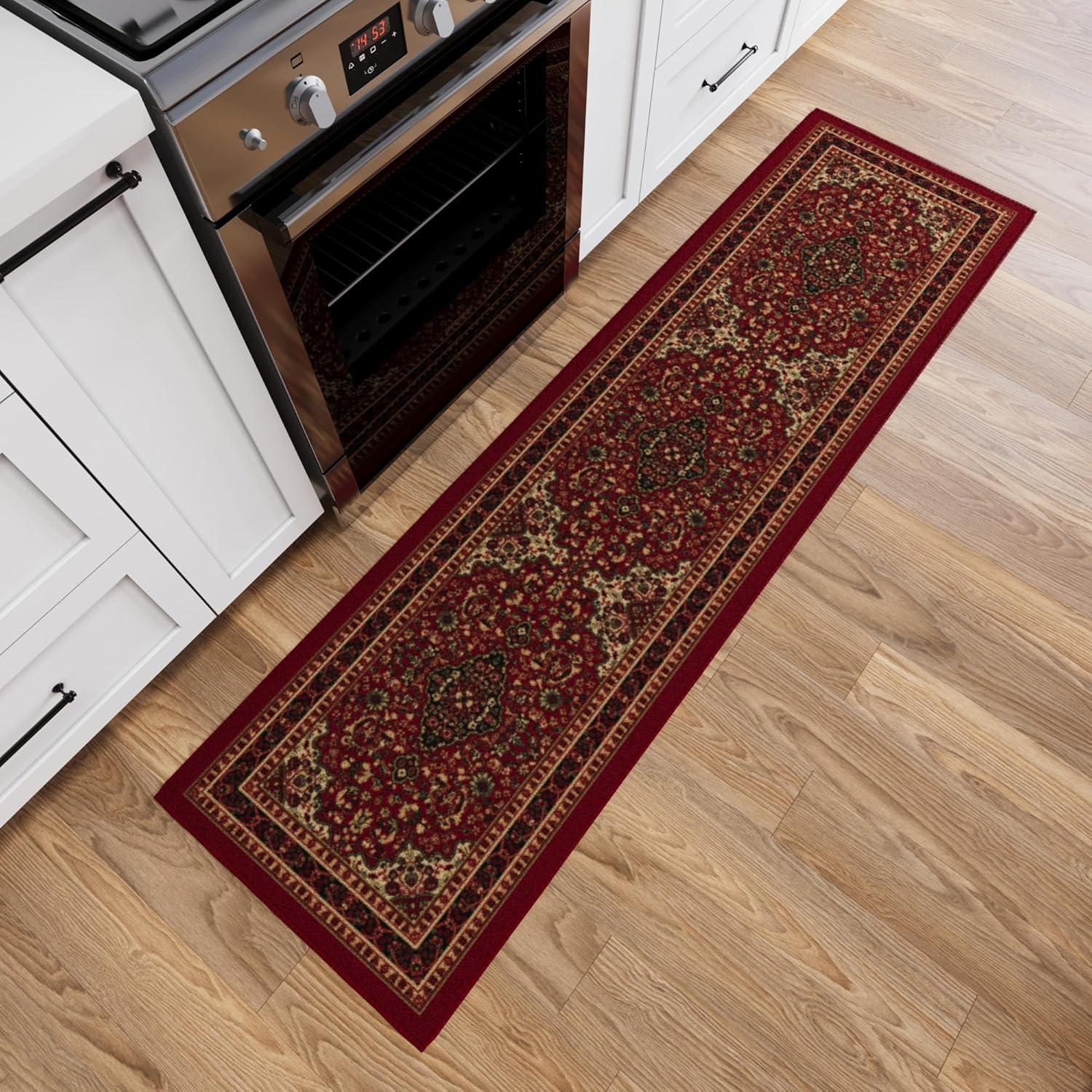 Ottohome Non-Slip Medallion Area Rug For Living Room, Hallway Runner, Entryway Rug, Seafoam Green