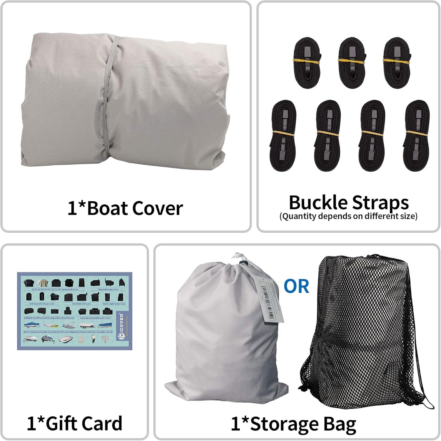 Genrics 12Ft Boat Cover Waterproof Heavy Duty Trailerable Replacement for Jon Boat Grey